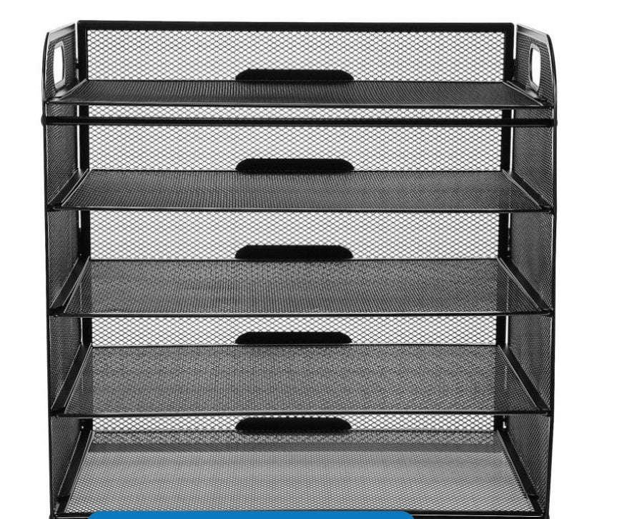 5 Tier Metal Mesh Desk Tray Desk Organizer - Black