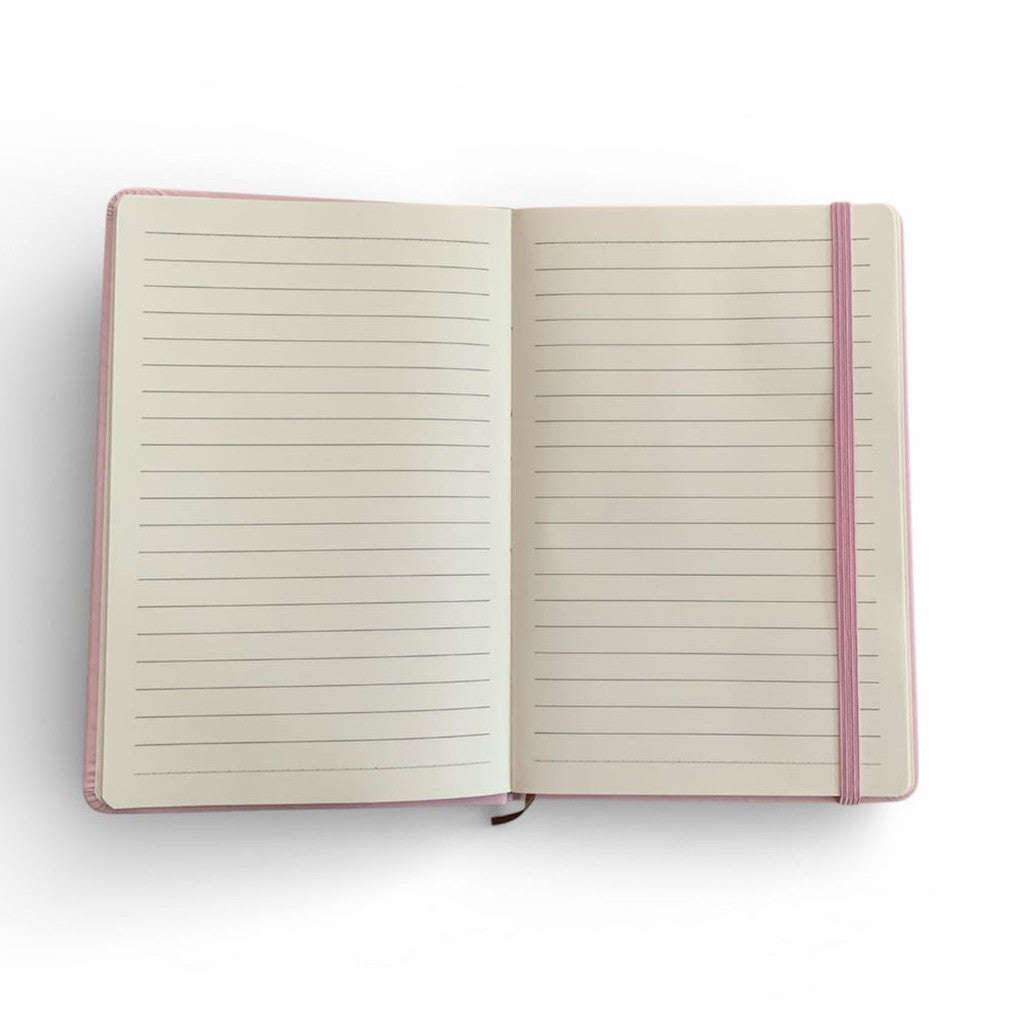 A5 Hardcover Notebooks with Ribbon Bookmarks, Pink, Lined Pages, Pack of 5