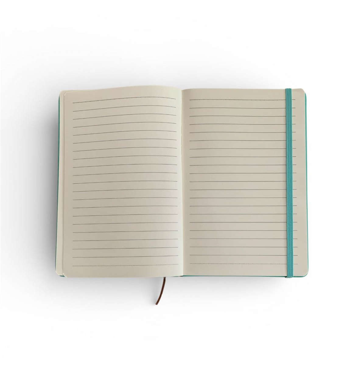 A5 Hardcover Notebooks with Ribbon Bookmarks, Jade Green, Lined Pages, Pack of 5
