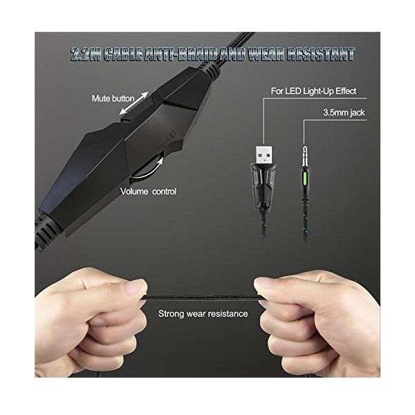 ONIKUMA K19 Gaming Headset with Mic and LED lights