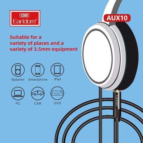 EARLDOM - ET-AUX10 - High Quality 3.5MM AUX To AUX Audio Cable - 2M - Black