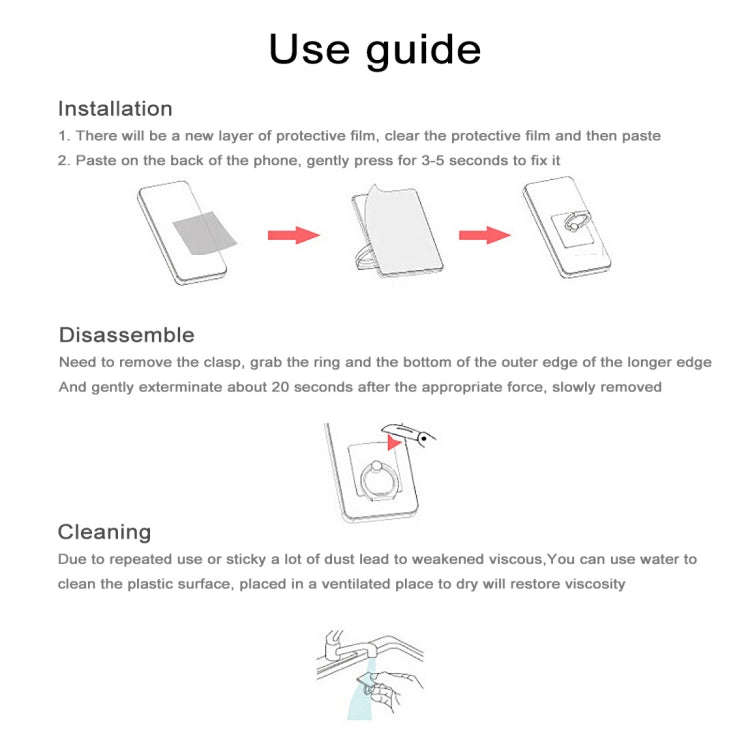 Ring Buckle Multifunction Cell Phone Holder, Pink, White, Tyrant gold