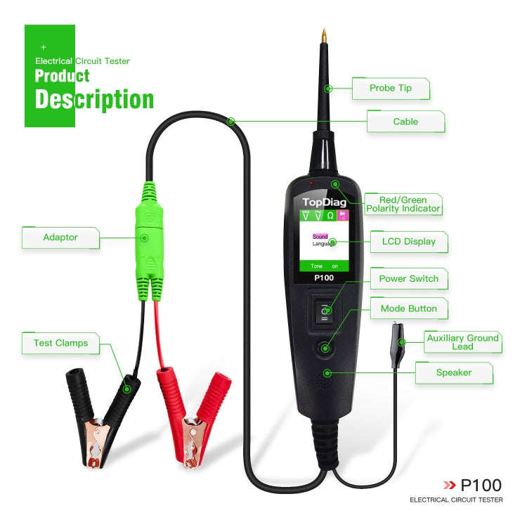 TopDiag P100 Car Circuit Intelligent Analyzer Diagnostic Instrument, Cable Length: 10m, TopDiag P...