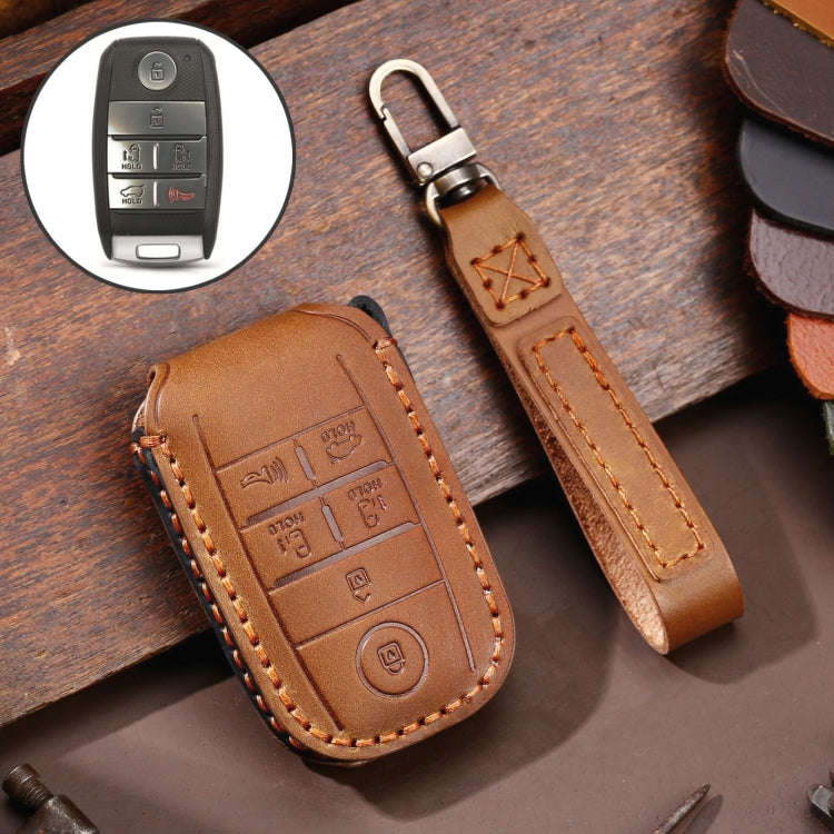 For Kia C134 6-button Hallmo Car Cowhide Leather Key Protective Cover Key Case, C134