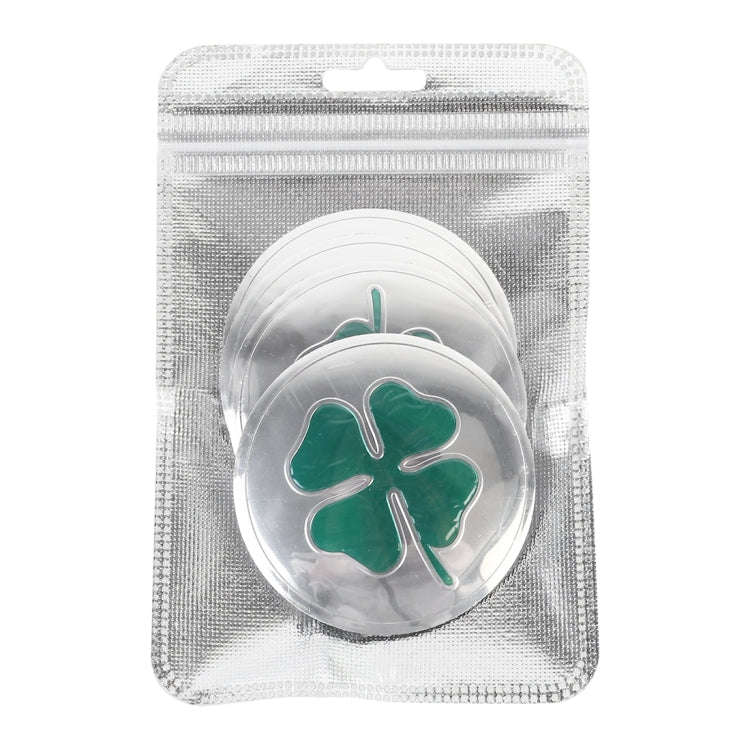 4 in 1 Car Four Leaf Clover Pattern Wheel Hub Decorative Sticker Silver, Diameter: 5.8cm, Four Le...