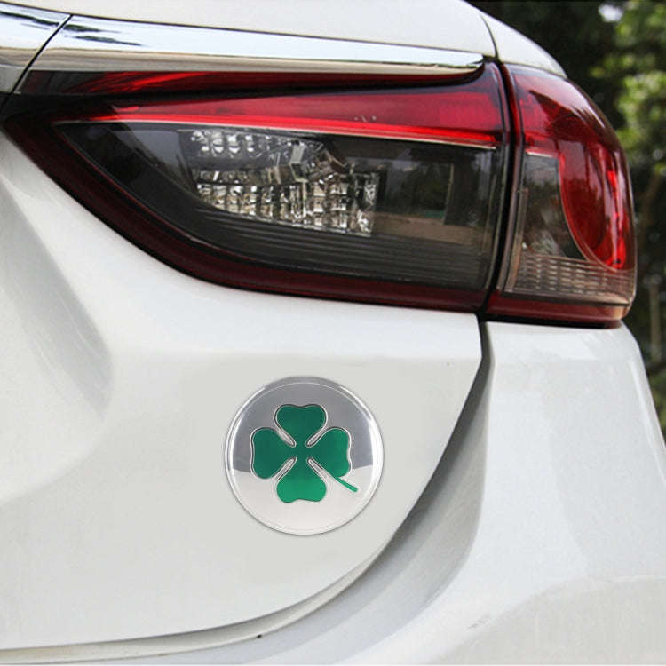 4 in 1 Car Four Leaf Clover Pattern Wheel Hub Decorative Sticker Silver, Diameter: 5.8cm, Four Le...