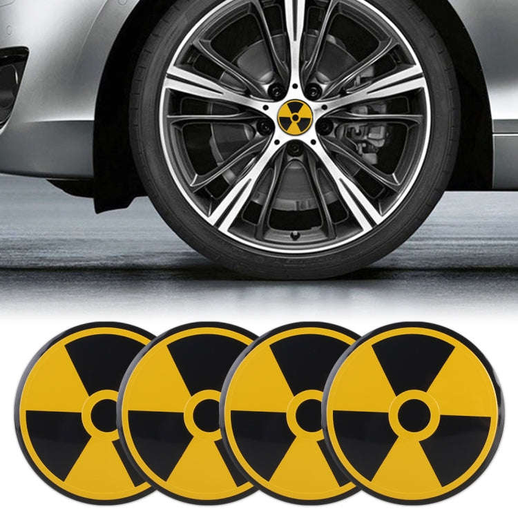 4 in 1 Car Wheel Hub Decorative Sticker, Diameter: 5.8cm, Black + Yellow