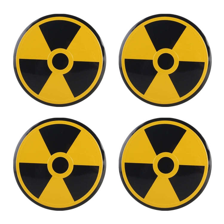 4 in 1 Car Wheel Hub Decorative Sticker, Diameter: 5.8cm, Black + Yellow