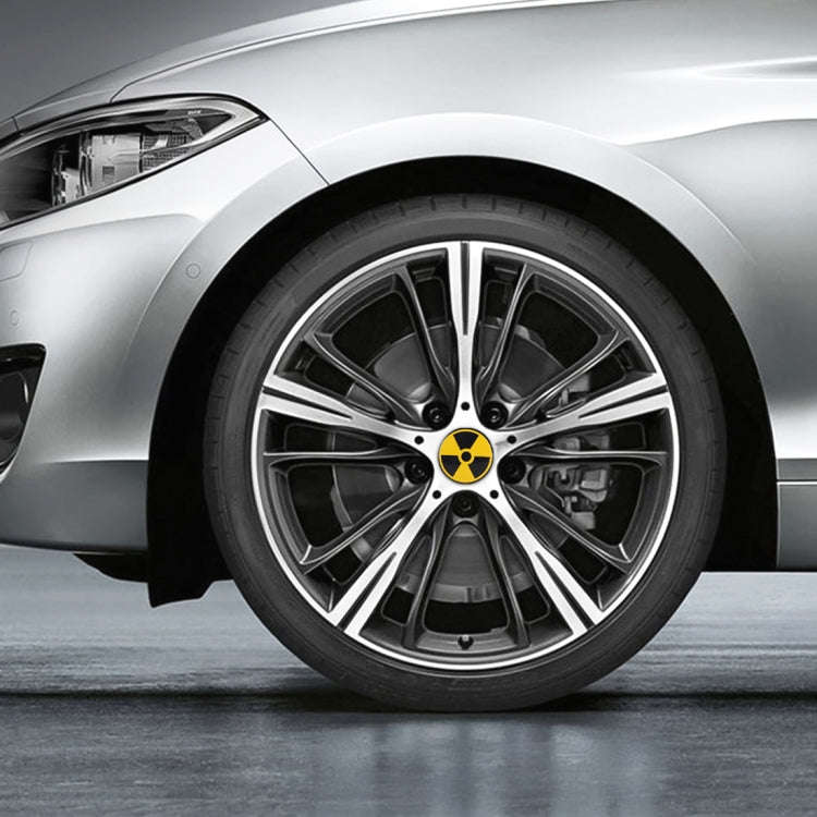 4 in 1 Car Wheel Hub Decorative Sticker, Diameter: 5.8cm, Black + Yellow