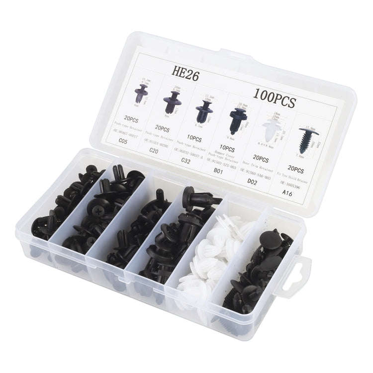 100 in 1 Universal Car Plastic Fasteners Rivet Clips Set, 100 PCS