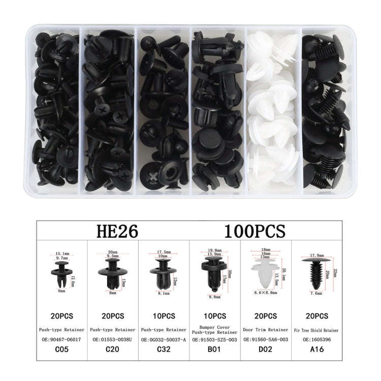 100 in 1 Universal Car Plastic Fasteners Rivet Clips Set, 100 PCS