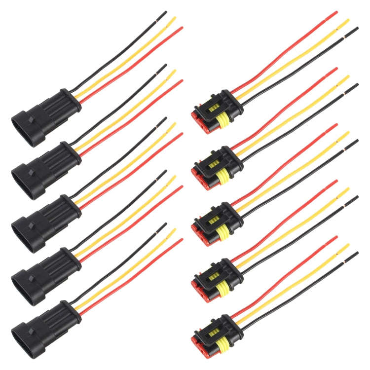 10pcs 2P Car Waterproof Plug Car Connector Plug-In, Length10cm, 3P