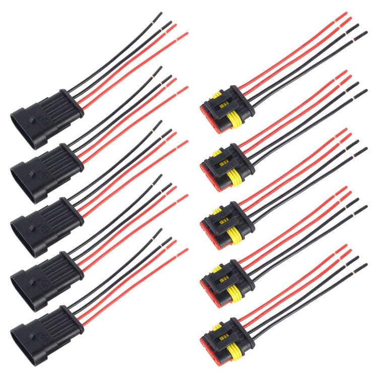 10pcs 3P Car Waterproof Plug Car Connector Plug-In, Length10cm, 4P
