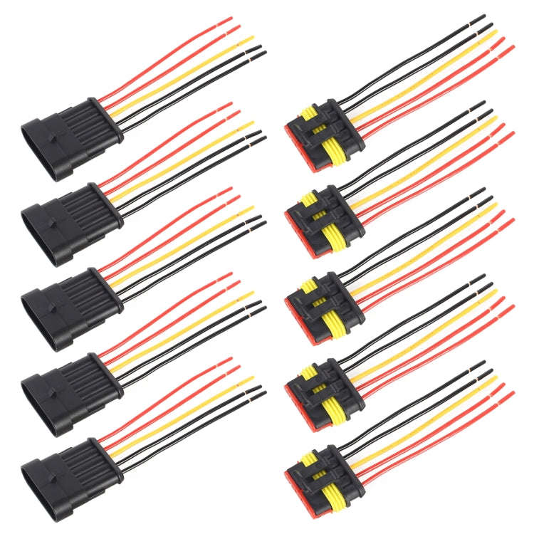 10pcs 4P Car Waterproof Plug Car Connector Plug-In, Length10cm, 5P