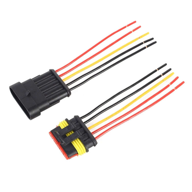 10pcs 4P Car Waterproof Plug Car Connector Plug-In, Length10cm, 5P