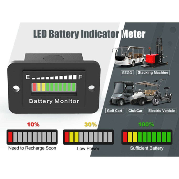 BM210 Electric Vehicles / Golf Carts LED Battery Indicator Adjustable Voltage 12V-72V, BM210