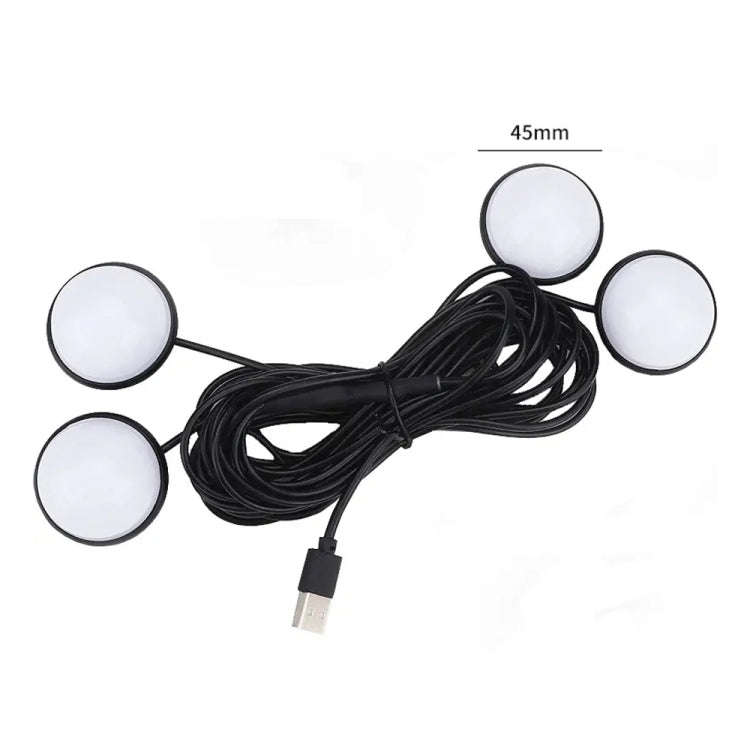 Car 4 in 1 USB RGB Foot LED Atmosphere Light, Pink Light, White Light, Ice Blue Light