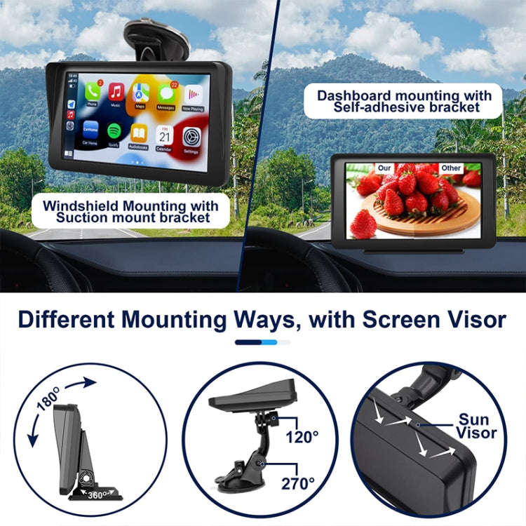 P701S 7 inch Portable Touch Display Wireless Car Navigator Smart CarPlay Bluetooth Reversing Imag...
