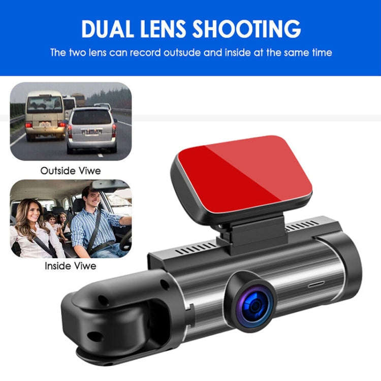 3.16 inch 1080P HD Night Vision Front and Inside Dual Lenses Driving Recorder, Front and Inside D...