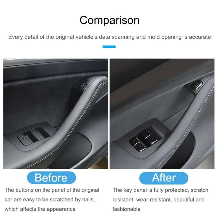 For Tesla Model 3 / Y 11pcs / Set Car Window Lift Button PU Adhesive Decorative Sticker, Window L...