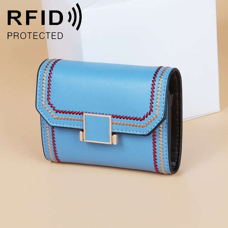 KB190 Cover Type Snap Button Cowhide Leather Organ Shape Multiple Card Slots Anti-magnetic RFID W...