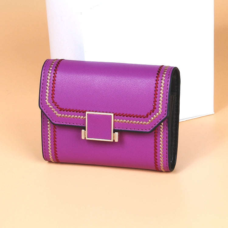 KB190 Cover Type Snap Button Cowhide Leather Organ Shape Multiple Card Slots Anti-magnetic RFID W...