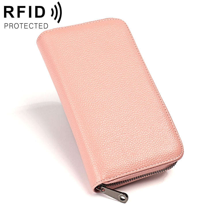 KB196 Top-grain Leather Large Capacity Multi-function 36-Bit Anti-magnetic RFID Organ Card Packag...