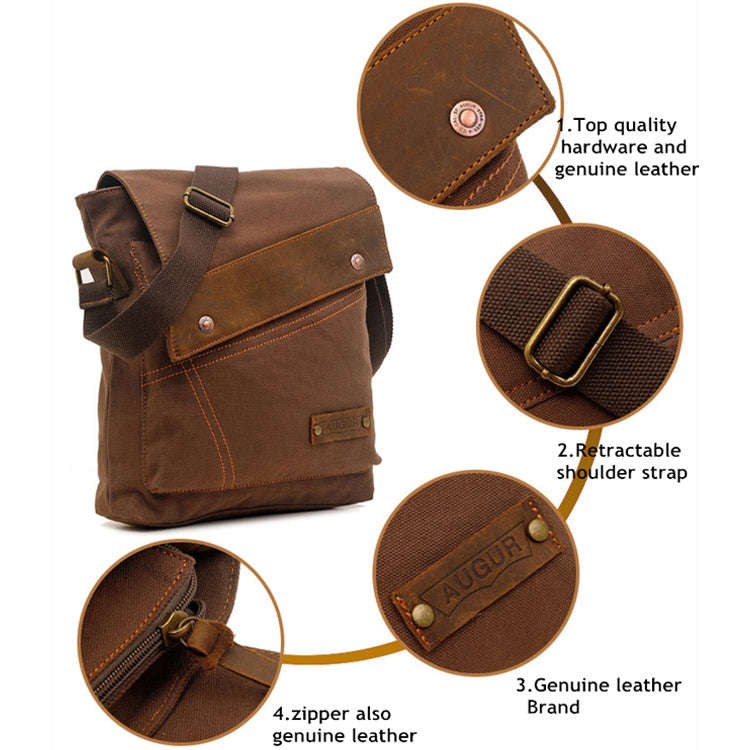 AUGUR 9088 Retro Vertical Style Canvas Shoulder Messenger Crossby Bag