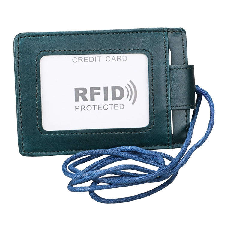 KB153 Antimagnetic RFID Leather Card Holder ID Card Badge with Lanyard