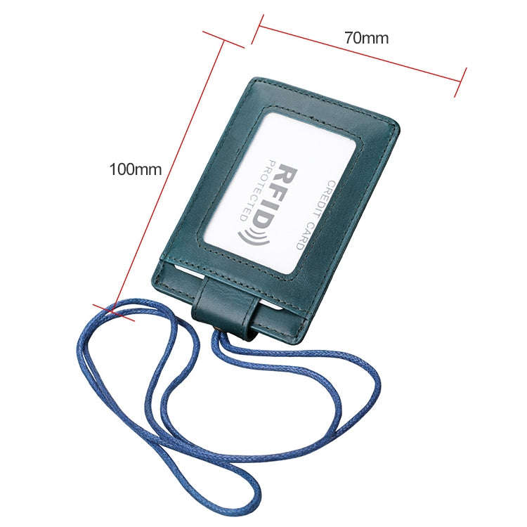 KB153 Antimagnetic RFID Leather Card Holder ID Card Badge with Lanyard