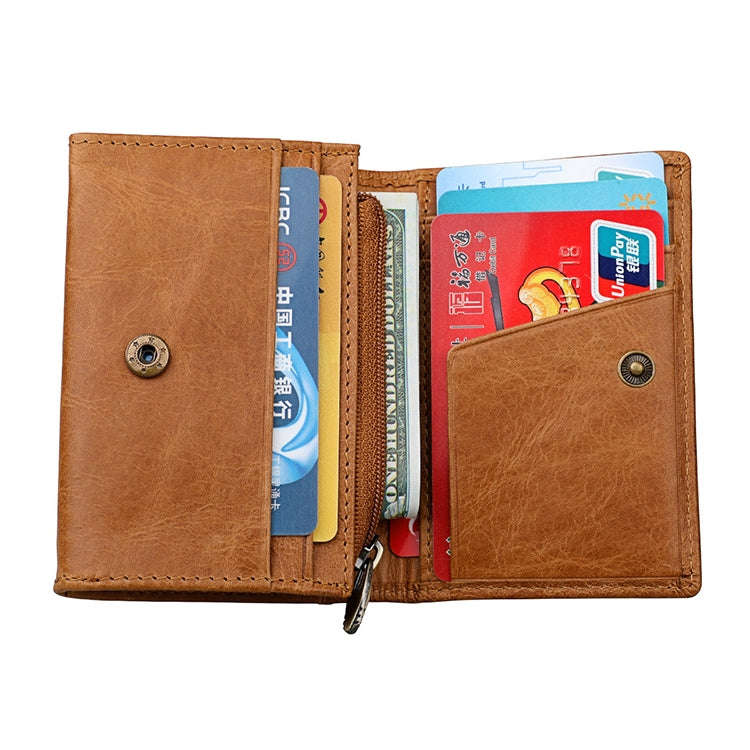 KB171 Antimagnetic RFID Crazy Horse Texture Leather Card Holder Wallet for Men and Women