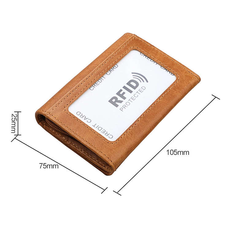 KB171 Antimagnetic RFID Crazy Horse Texture Leather Card Holder Wallet for Men and Women