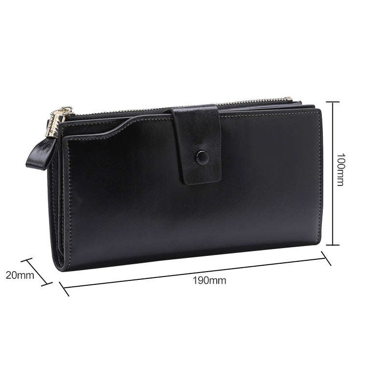 8236 Antimagnetic RFID Multi-function Oil Wax Leather Lady Wallet Large-capacity Purse