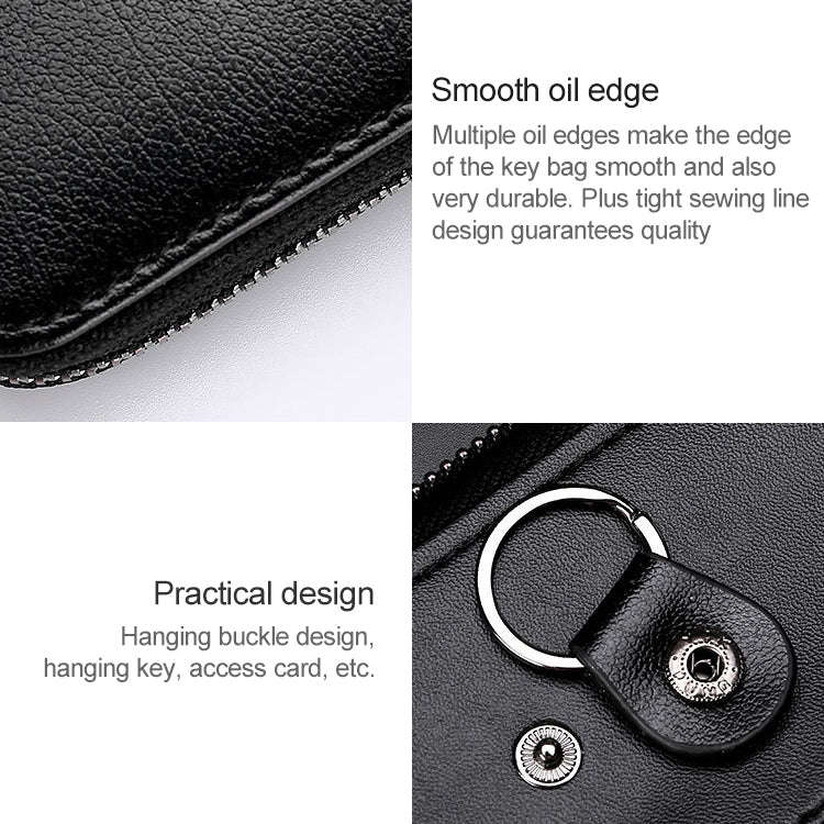 9105 Waist Hanging Large-capacity Zipper Leather Keys Holder Bag Multi-function Wallet