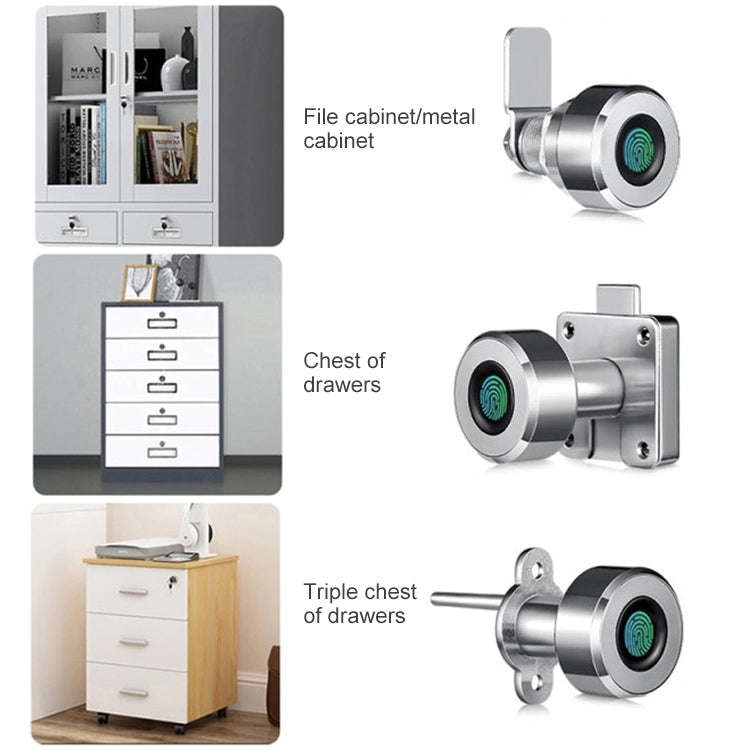 T21FB Micro USB Charging Zinc Alloy Smart Fingerprint + Bluetooth Single Open Drawer Lock File Ca...