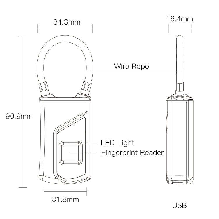 Anytek USB Charging Waterproof Anti-theft Non-password Electrically Intelligent Fingerprint Padlo...