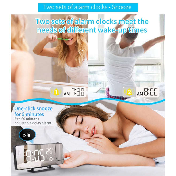 TS-9210 Digital Mirror Projection Alarm Clock With FM Radio & Temperature Humidity, TS-9210 With ...