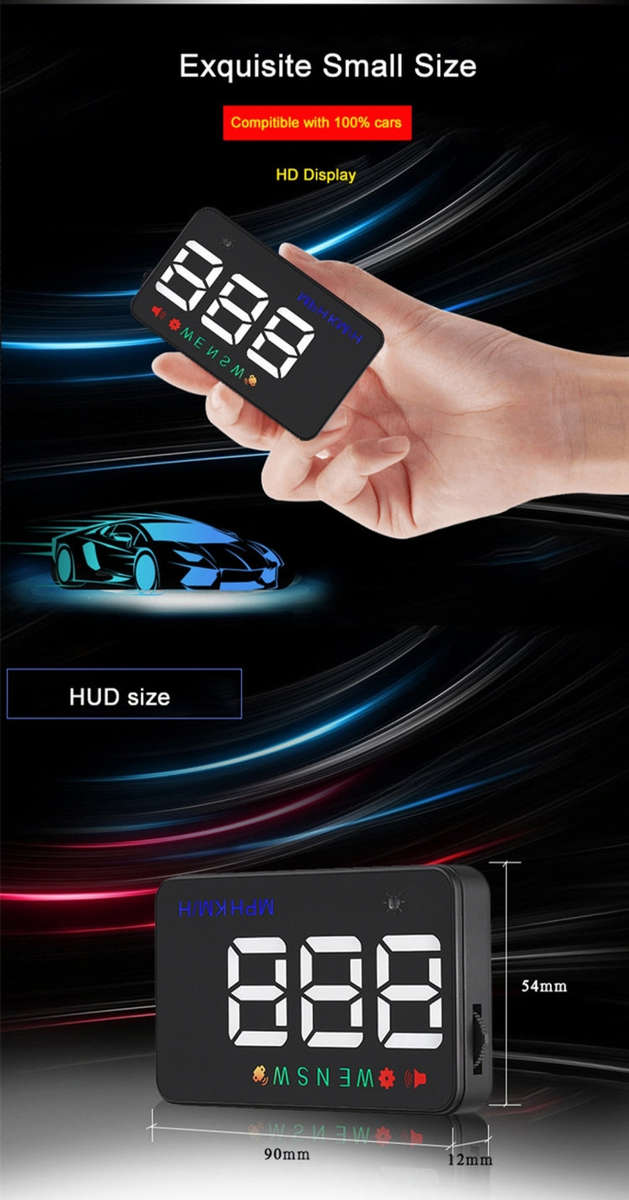 Geyiren A5 HUD 3.5 inch Car Head Up Display with GPS System, Two Mode Display, Light Sensors, KM/...