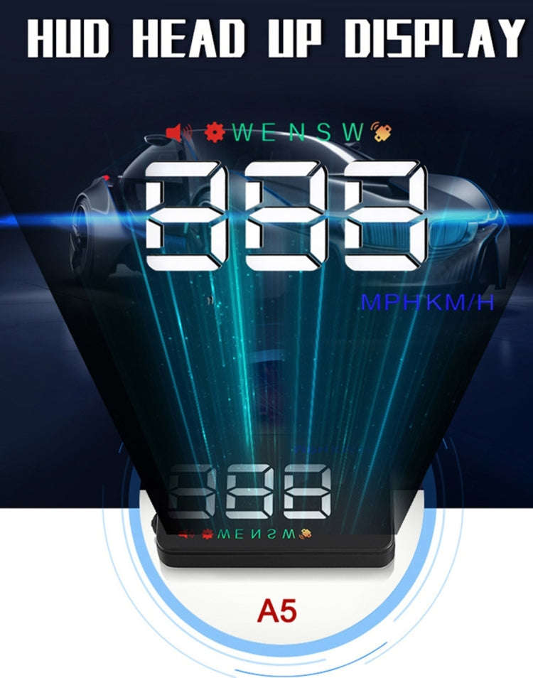 Geyiren A5 HUD 3.5 inch Car Head Up Display with GPS System, Two Mode Display, Light Sensors, KM/...