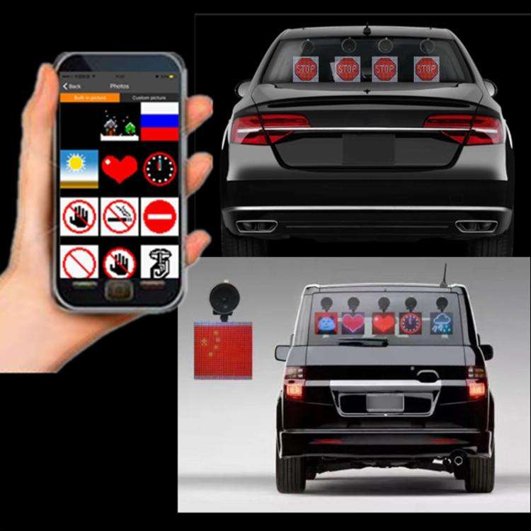 32x32 Pixel Full Color Wireless Bluetooth APP Control Emoticon Smile Faces LED Car Sign LED Displ...