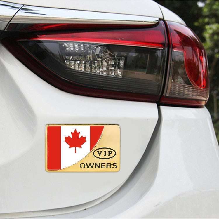 Universal Car Canada Flag Rectangle Shape VIP Metal Decorative Sticker, Canada Flag (Gold), Canad...