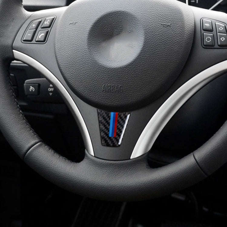Car Carbon Fiber Steering Wheel Decorative Sticker for BMW E90 / E92, Steering Wheel Decorative S...