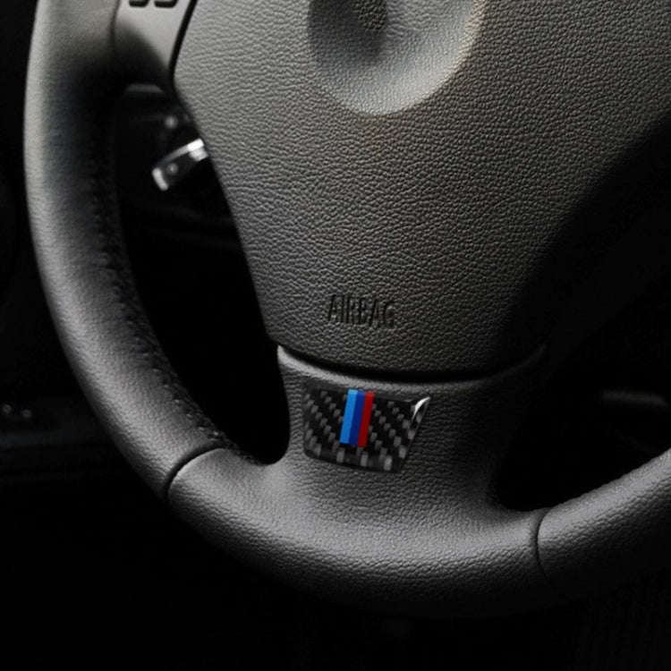 Car Carbon Fiber Steering Wheel Decorative Sticker for BMW E90 / E92, Steering Wheel Decorative S...