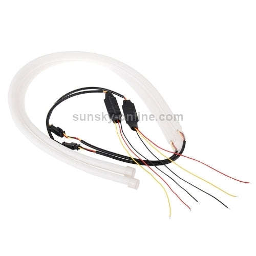 2 PCS 12V Car Daytime Running Lights Soft Article Lamp, White + Yellow Light, Length: 85cm, 85cm
