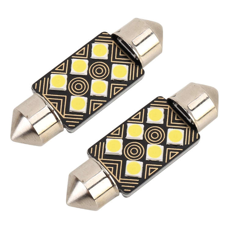 2 PCS 36mm DC12V / 1.5W / 6000K / 110LM 6LEDs SMD-3030 Car Reading Lamp Dome Light, with Decoder,...