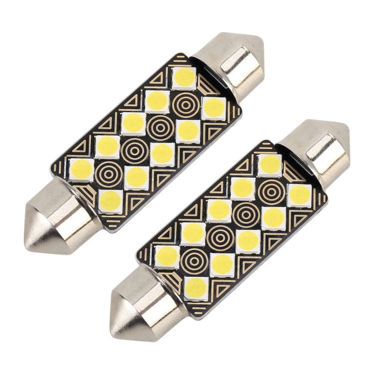 2 PCS 41mm DC12V / 1.5W / 6000K / 110LM 10LEDs SMD-3030 Car Reading Lamp Dome Light, with Decoder...