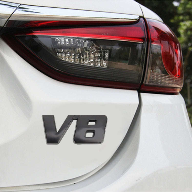 V8 Connect Shape Car Metal Body Decorative Sticker, Size : S, V8 Connect Shape, Size : S (Black),...