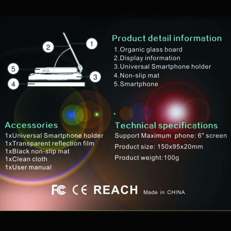 H6 Multi-function Car Smartphone Navigation Head Up Display Holder for 6 Inch Smartphone, H6