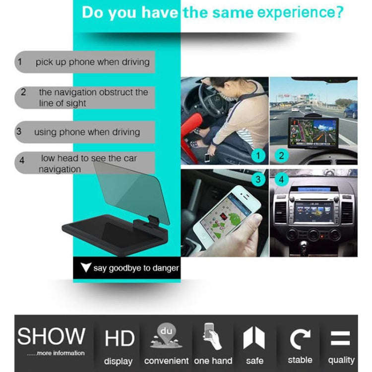 H6 Multi-function Car Smartphone Navigation Head Up Display Holder for 6 Inch Smartphone, H6
