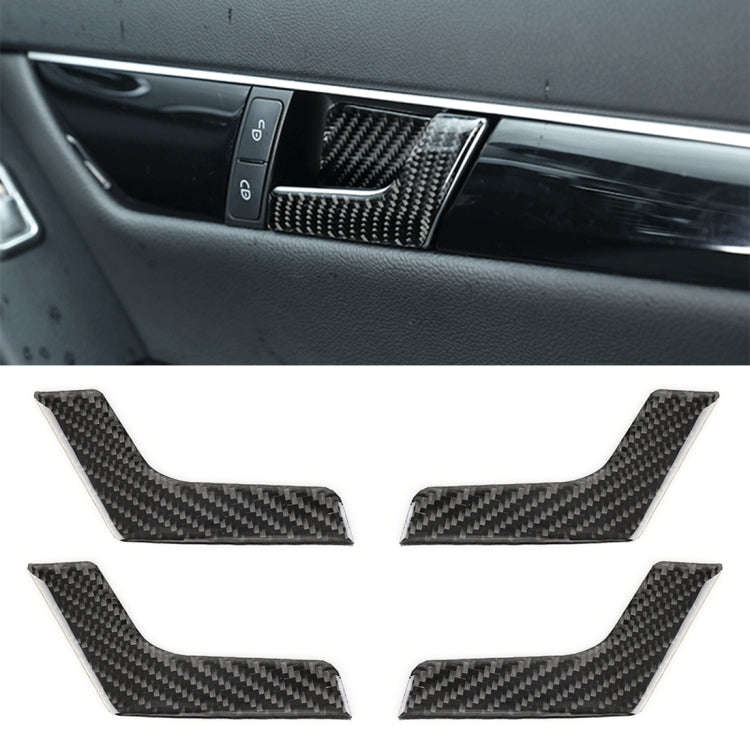 4 PCS Car Door Inner Handle Panel Carbon Fiber Decorative Sticker for Mercedes-Benz W204 2007-201...